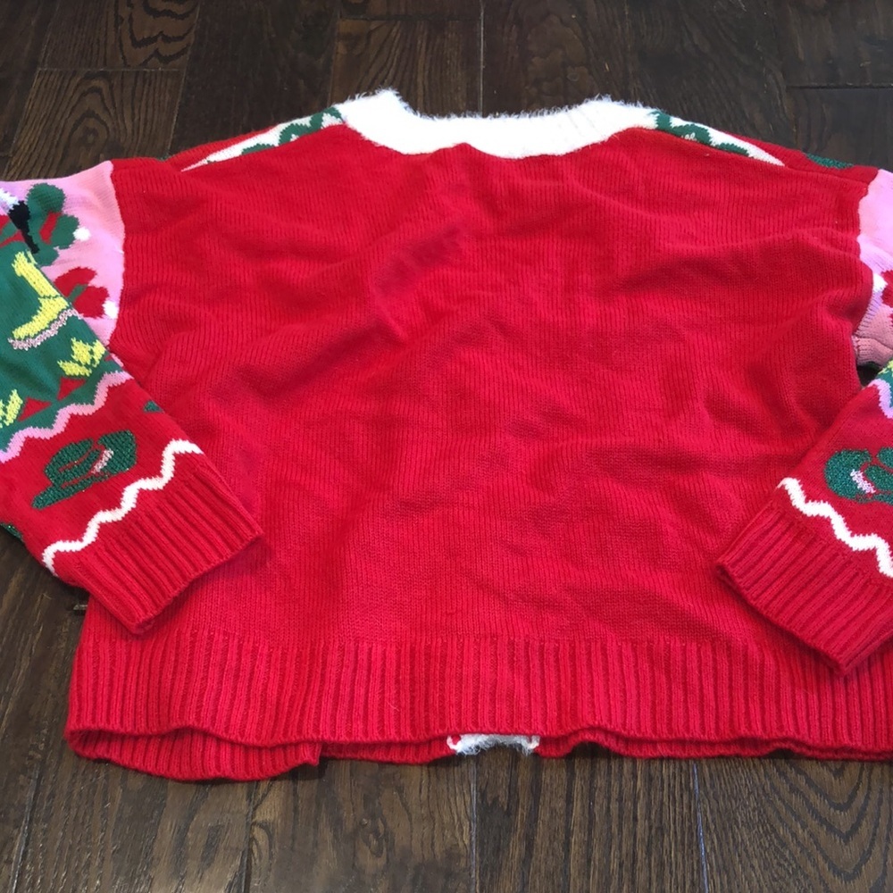 Holiday time red Christmas cardigan sweater cowboy boots country western cowgirl - Picture 10 of 12